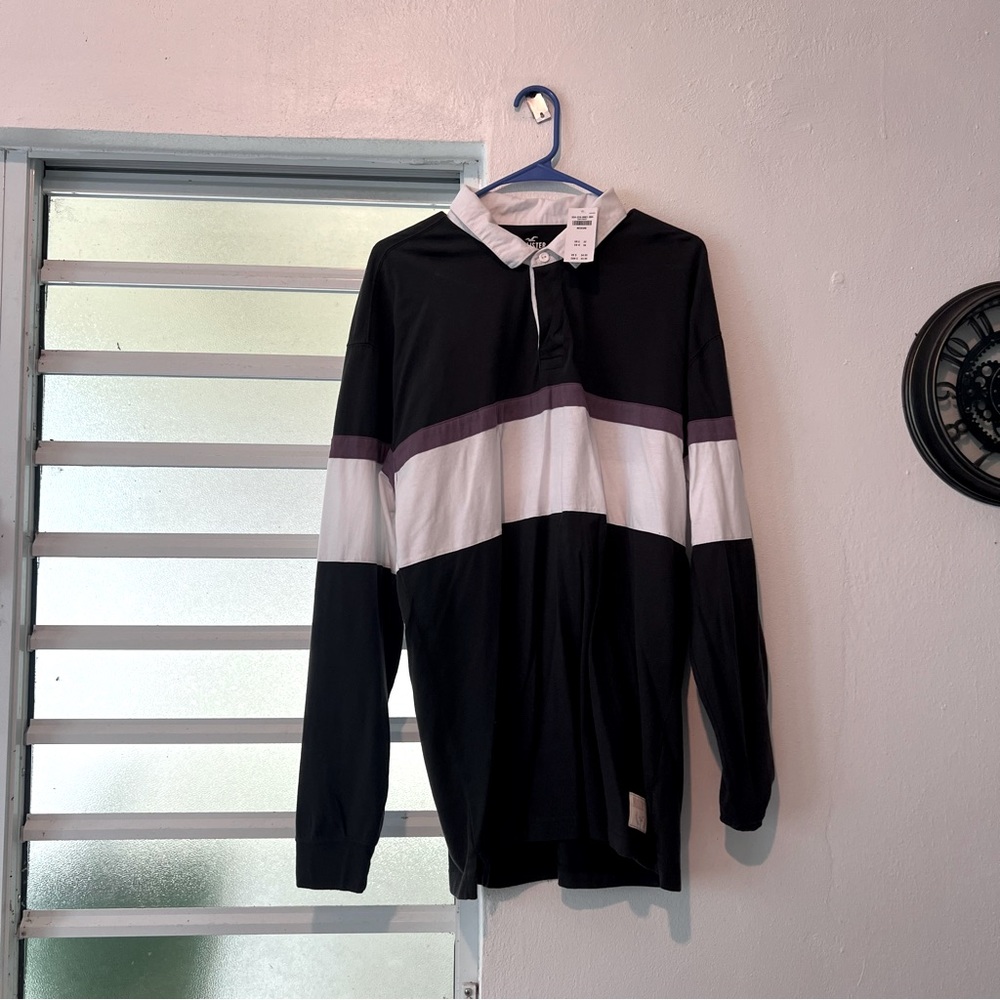 Hollister Oversized Rugby Polo (Gray and Purple)